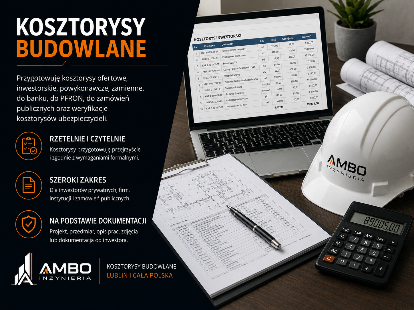 Kosztorysy budowlane AMBO INŻYNIERIA